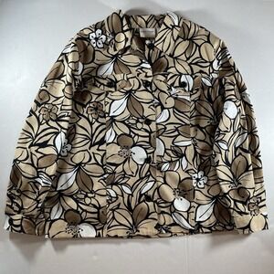 Alfred Dunner Women's Size 16W Floral Print‎ Button Front Jacket Lightweight